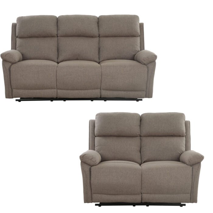 EUGENIA 3+2 ELECTRIC SOFA SET WITH USB, WHERE GRAY FABRIC