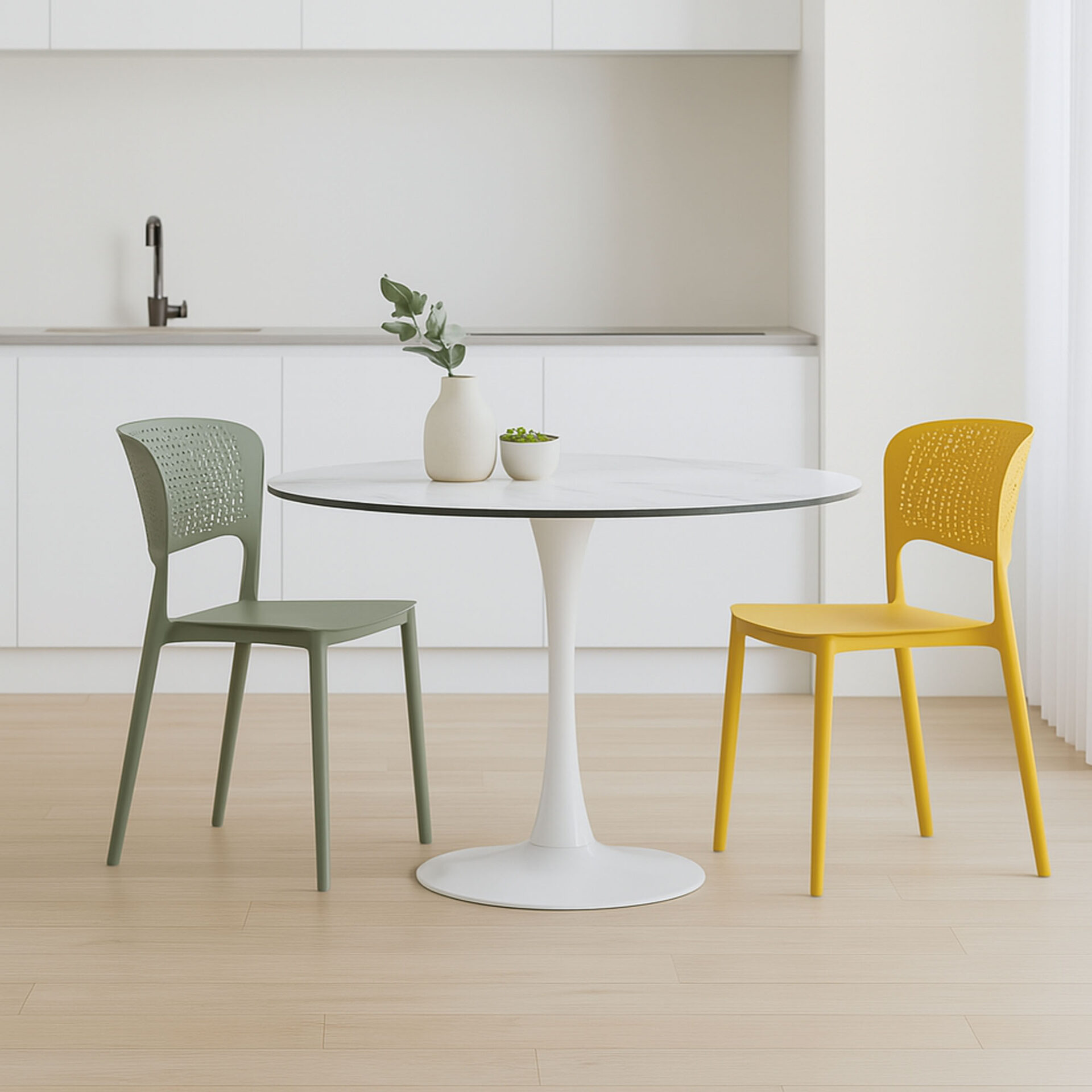 TAVOLO FUSION BIANCO DIA110/GAMBA BIANCA