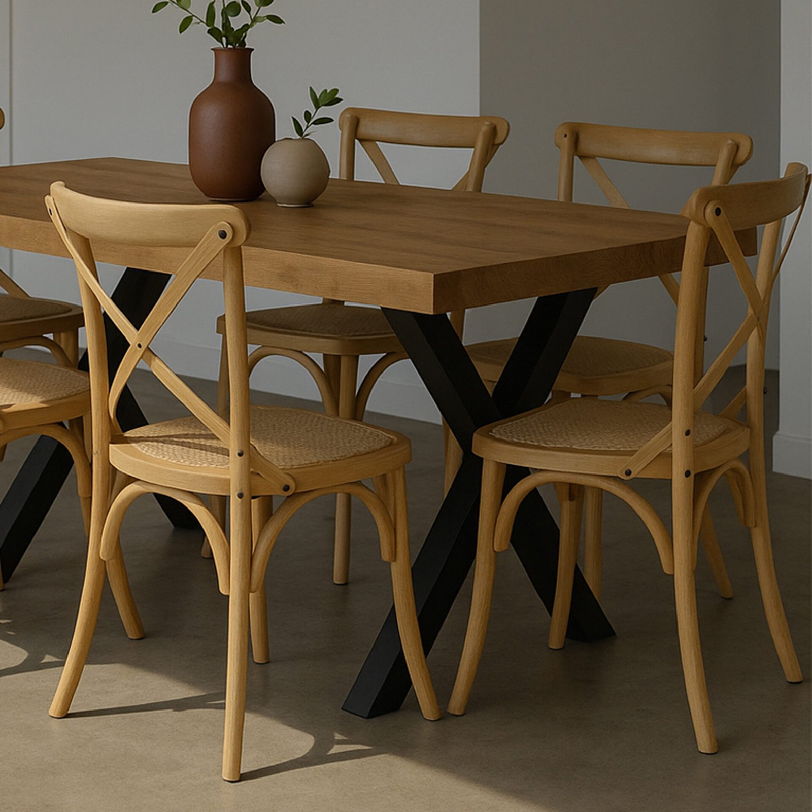 SET 2 SEDIA PEPITA NATURAL