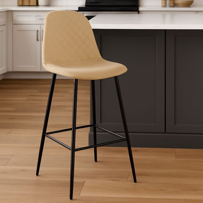 SET 4 SGABELLO MARTA TESSUTO TORTORA / GAMBE NERE