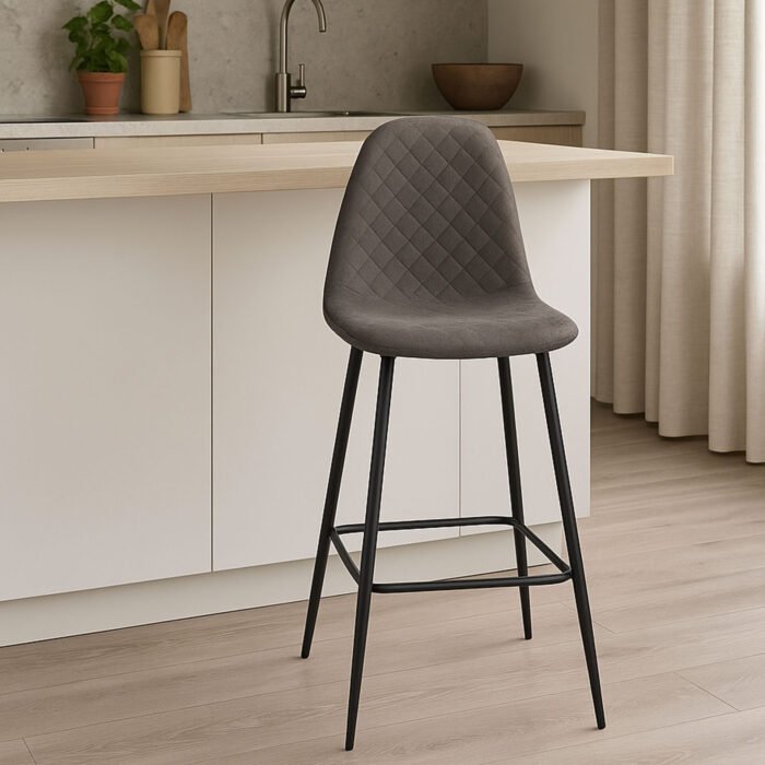 SET 4 SGABELLO MARTA TESSUTO CENERE / GAMBE NERE