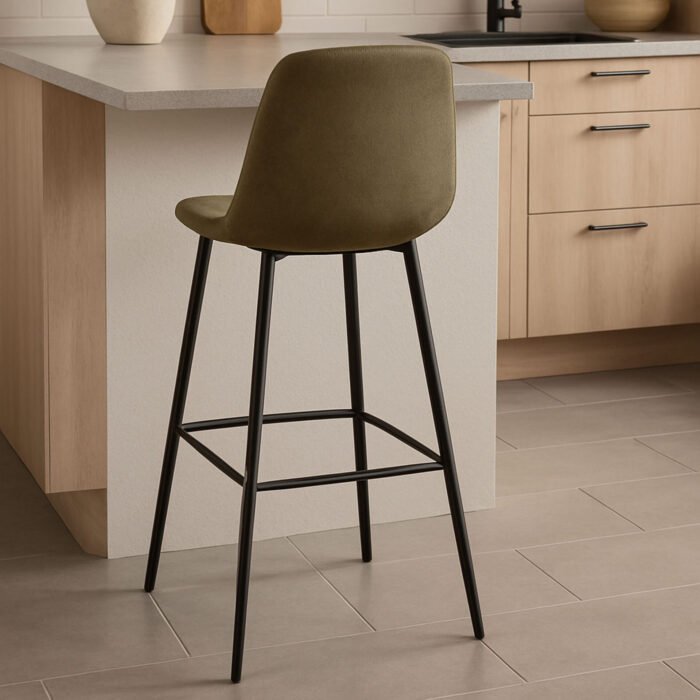 SET 4 SGABELLO MARTA TESSUTO FANGO / GAMBE NERE