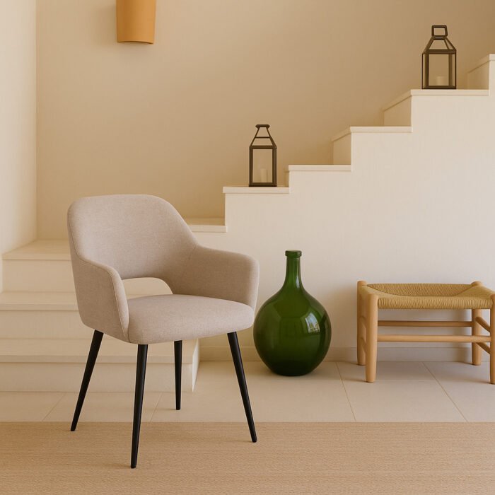 SET DI 2 POLTRONA GISELLE TESSUTO TORTORA GAMBE NERE