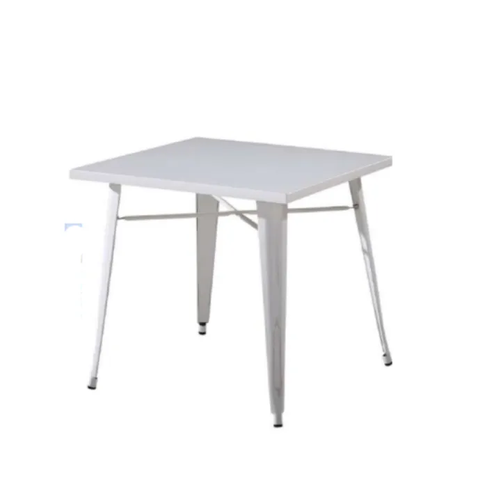 Tavolo PIVOT Quadrato Bianco in Legno e Metallo, Stile Industriale, 80 × 80 cm