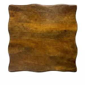 Set 2 Piani Tavolo PIANO MANGO in Legno Massello di Mango Naturale con Bordo Irregolare, 80 × 80 cm