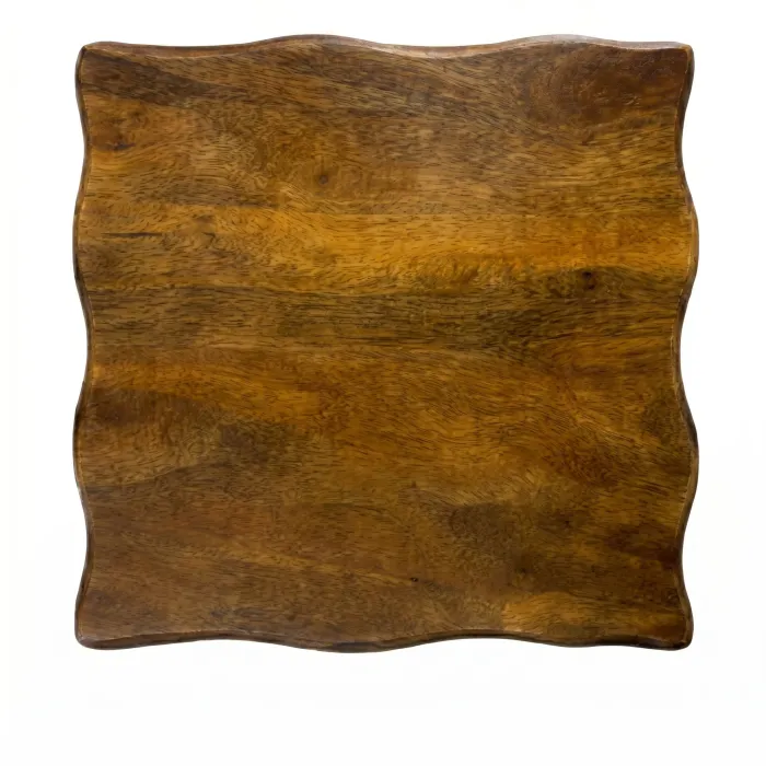 Set 2 Piani Tavolo PIANO MANGO in Legno Massello di Mango Naturale con Bordo Irregolare, 80 × 80 cm