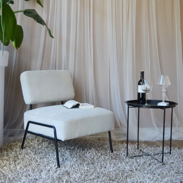 Poltrona MORGANA in Tessuto Color Corda, Imbottita, Design Moderno e Compatto, 64 × 71 × 74 cm - immagine 4