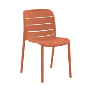 Set 4 Sedie ITACA in Polipropilene Terracotta, Schienale con Aperture Verticali, 56 × 52 × 82 cm