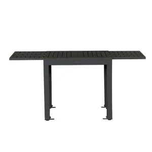 Tavolo Allungabile Cordoba Grigio in Alluminio con Piano a Doghe, per Interni ed Esterni, 82–163 × 90 cm