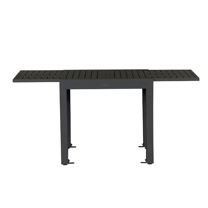 Tavolo Allungabile Cordoba Grigio in Alluminio con Piano a Doghe, per Interni ed Esterni, 82–163 × 90 cm