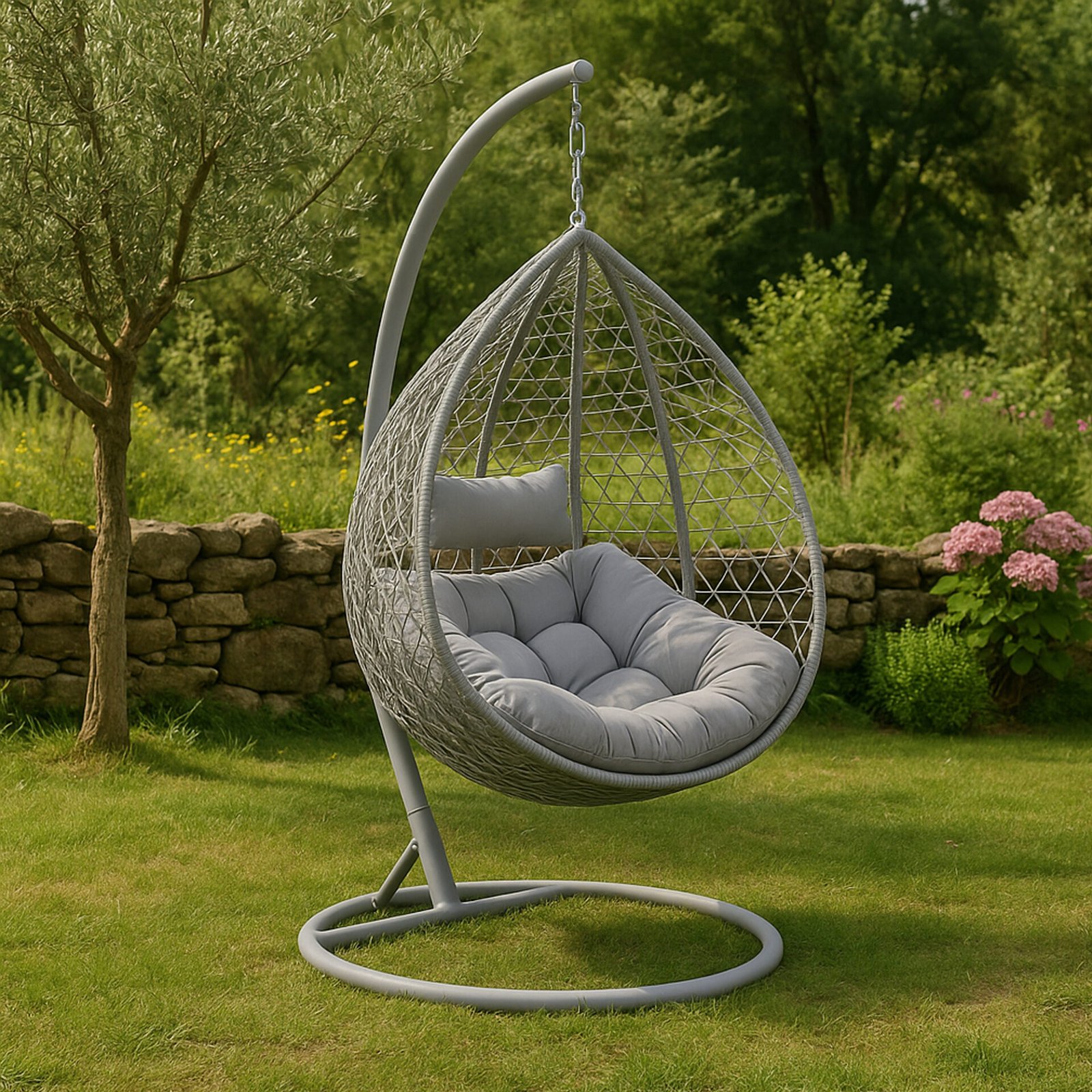 KONA Dondolo Grigia con Base Circolare