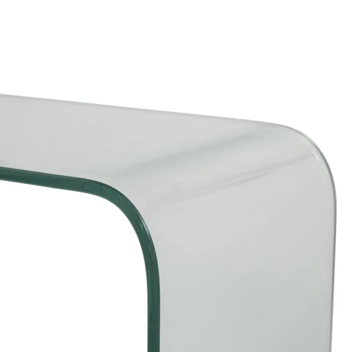 Consolle Glamour in Vetro Temperato Trasparente, Design Curvo, 110 x 35 x 75 cm - immagine 3