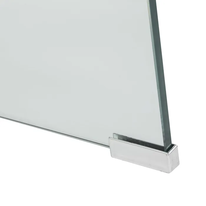 Tavolino Versus in Vetro Temperato Curvato Trasparente, Design a C, 120 x 60 x 30 cm - immagine 6