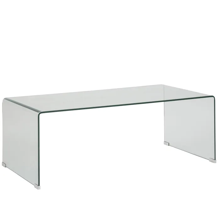 Tavolino Suite in Vetro Temperato Trasparente Curvato, Design Minimalista, 120 x 60 x 43 cm - immagine 6
