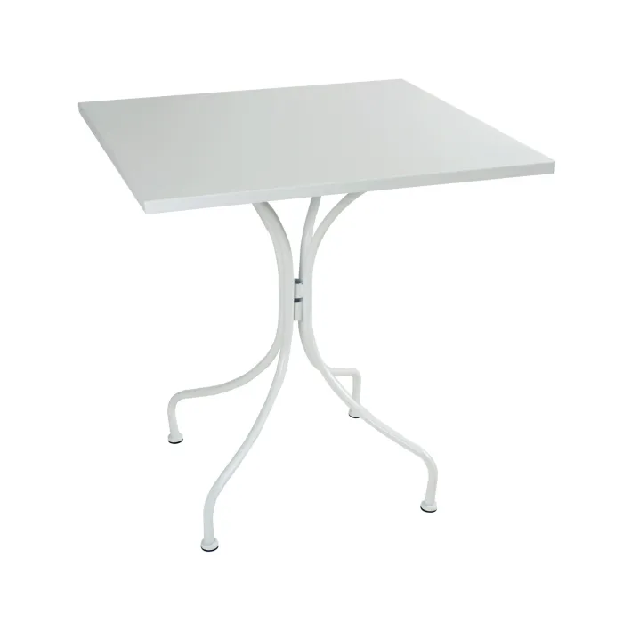 Tavolo Sunny Bianco Quadrato in Metallo con Gamba Centrale, 70 x 70 x 75 cm - immagine 3