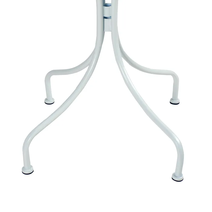 Tavolo Sunny Bianco Quadrato in Metallo con Gamba Centrale, 70 x 70 x 75 cm - immagine 2