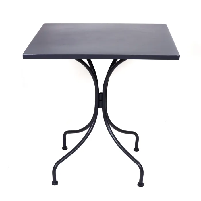 Tavolo Sunny Antracite Quadrato in Metallo con Gamba Centrale, 70 x 70 x 75 cm - immagine 2