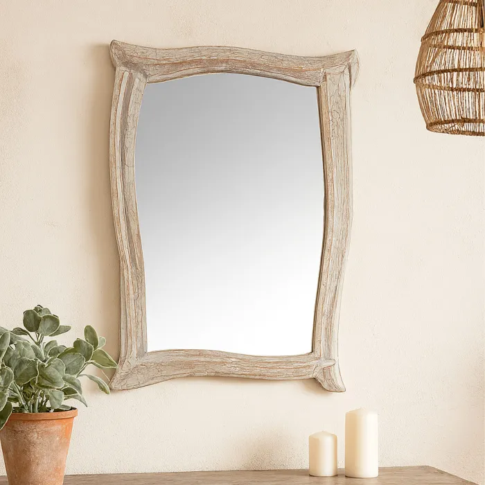 Specchio da Parete Brama Small Grigio con Cornice Ondulata, 90 cm