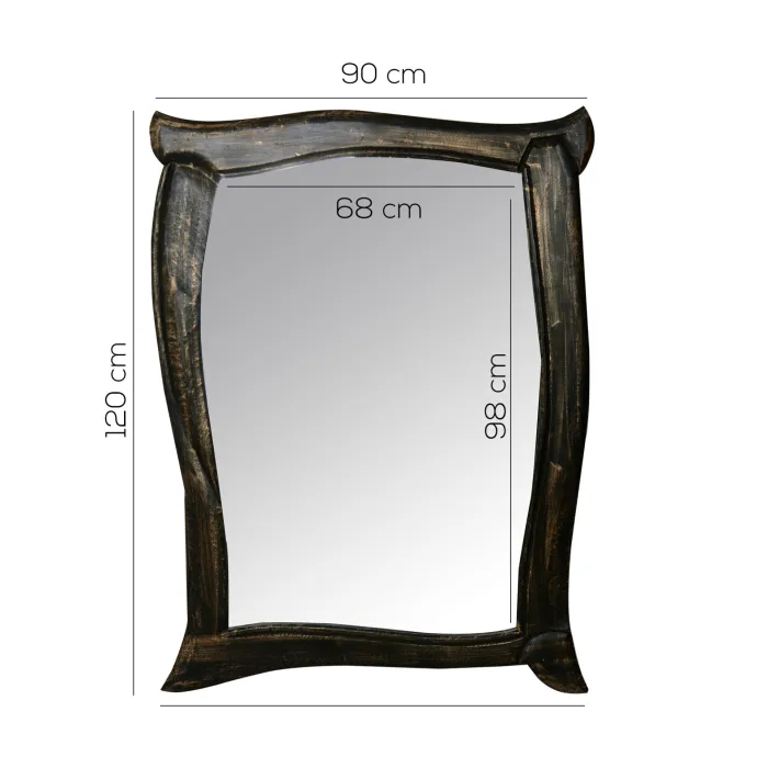 Specchio Brama Oro/Nero 120, Rettangolare con Cornice in Metallo, 120 x 90 cm - immagine 3