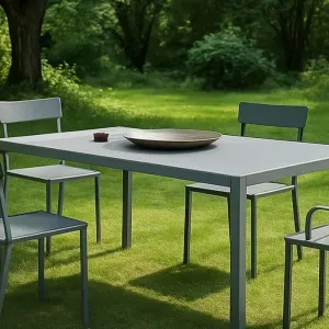 Set 4 Sedie Canada in Acciaio Grigio Impilabili e Autolivellanti, Resistenti per Interni ed Esterni