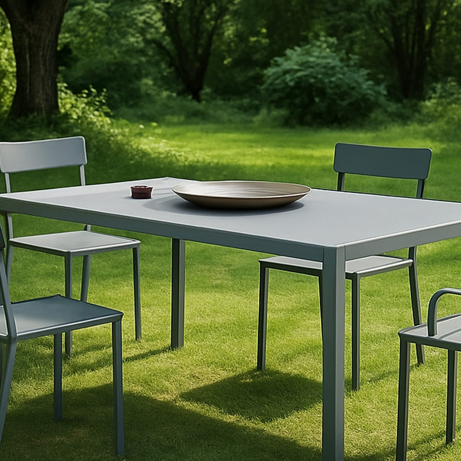 SET 4 SEDIA CANADA ACCIAIO GRIGIO