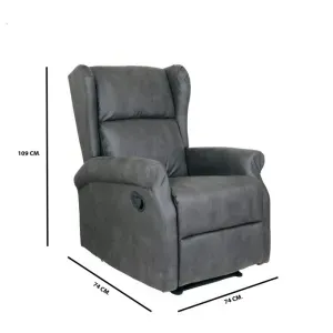 Poltrona Relax Arlette A Mozart Grigio Cemento Reclinabile, Tessuto Ignifugo Antimacchia e Design Vintage Elegante - immagine 3