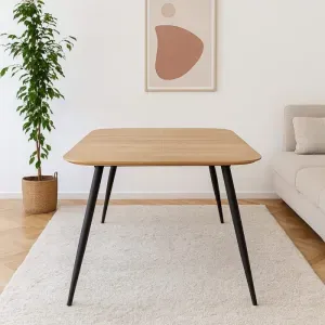 Tavolo Allungabile MARBLE con Piano in Rovere e Gambe in Metallo Nero, Estensibile fino a 220 cm