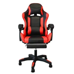 Sedia Gaming Ludos Rosso e Nera in Similpelle con Poggiapiedi Estraibile e Schienale Reclinabile, 61 x 51 x 120/130 cm