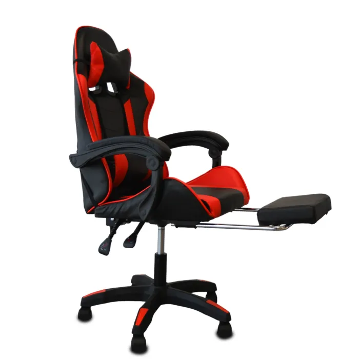 Sedia Gaming Ludos Rosso e Nera in Similpelle con Poggiapiedi Estraibile e Schienale Reclinabile, 61 x 51 x 120/130 cm - immagine 3