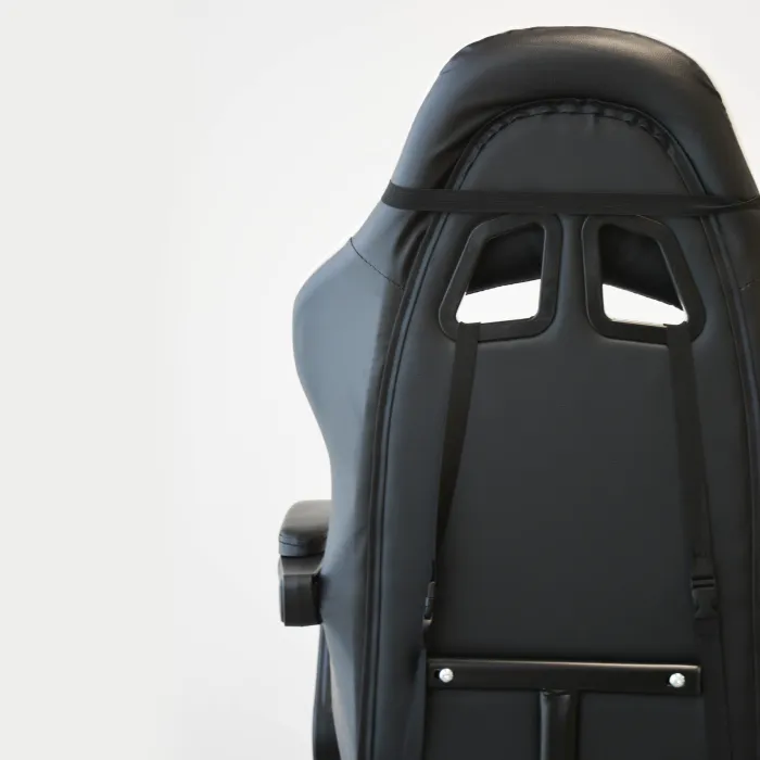 Sedia Gaming Ludos Nera e Bianca in Similpelle con Poggiapiedi Integrato, 61 x 51 x 120–130 cm - immagine 2