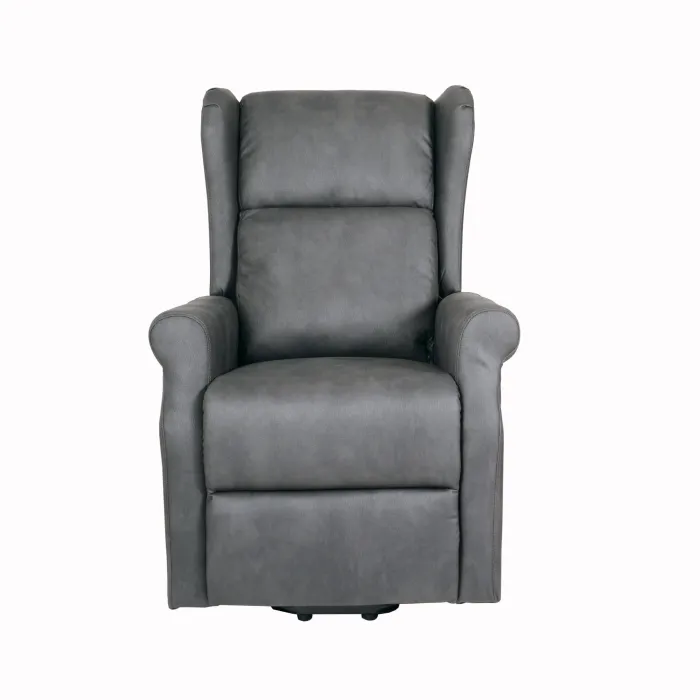 Poltrona Relax Arlette Grigia in Nabuk a 2 Motori con Funzione Alzapersona, Reclinabile con Telecomando e Design Elegante