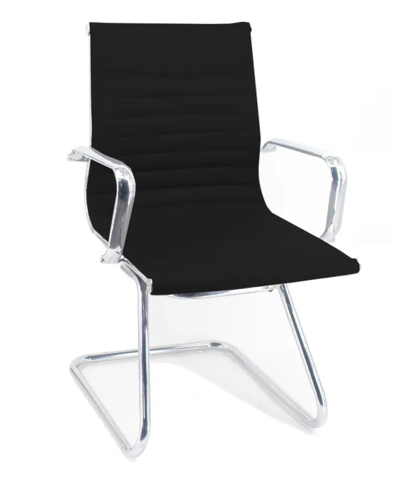 Set 2 Poltrone Attesa CAMILLE in Ecopelle Nera con Struttura Cromata, Seduta e Schienale Imbottiti, 57x59x93 cm - immagine 6
