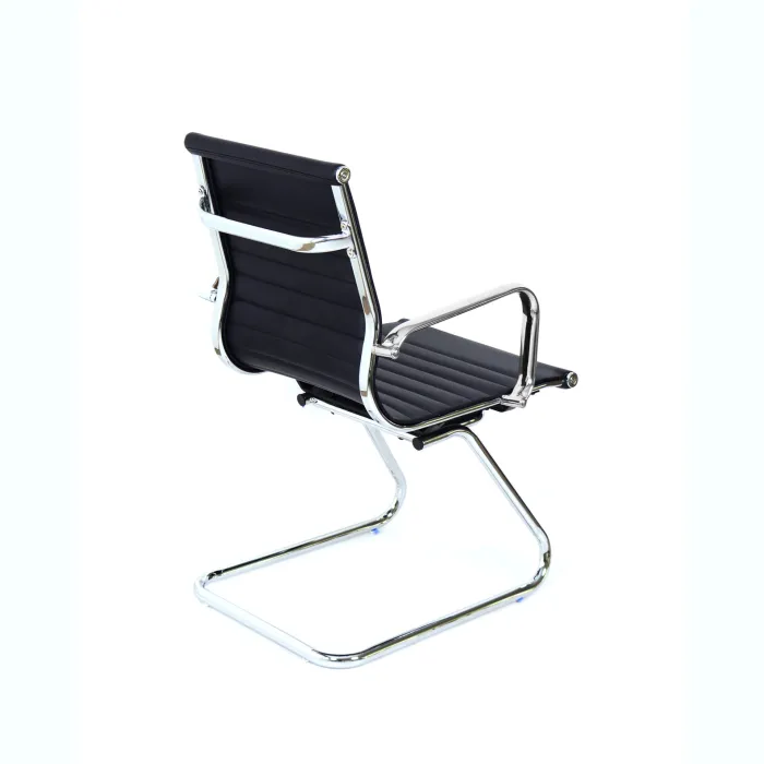 Set 2 Poltrone Attesa CAMILLE in Ecopelle Nera con Struttura Cromata, Seduta e Schienale Imbottiti, 57x59x93 cm - immagine 4