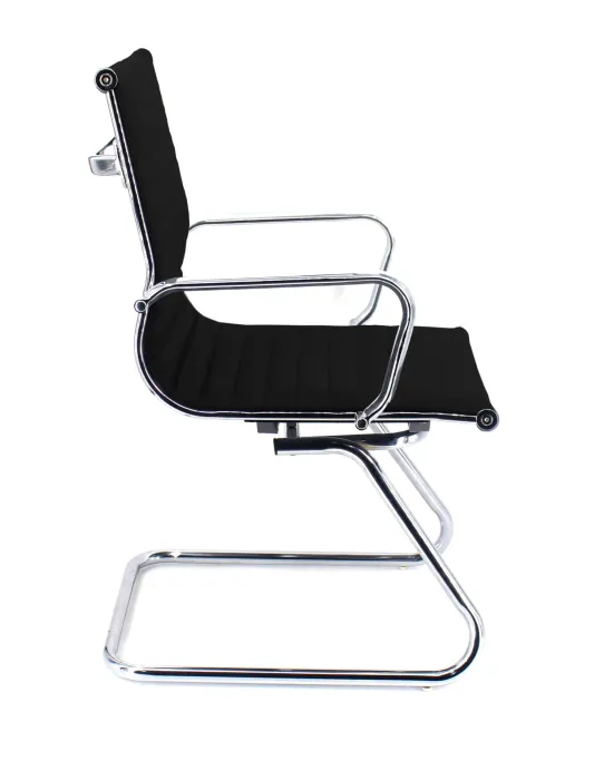 Set 2 Poltrone Attesa CAMILLE in Ecopelle Nera con Struttura Cromata, Seduta e Schienale Imbottiti, 57x59x93 cm - immagine 8
