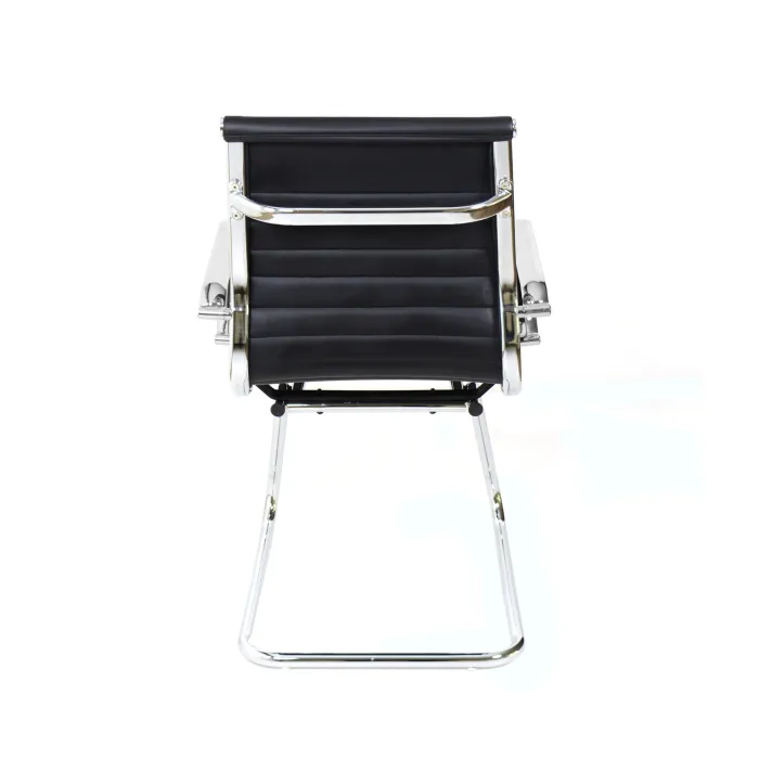 Set 2 Poltrone Attesa CAMILLE in Ecopelle Nera con Struttura Cromata, Seduta e Schienale Imbottiti, 57x59x93 cm - immagine 2