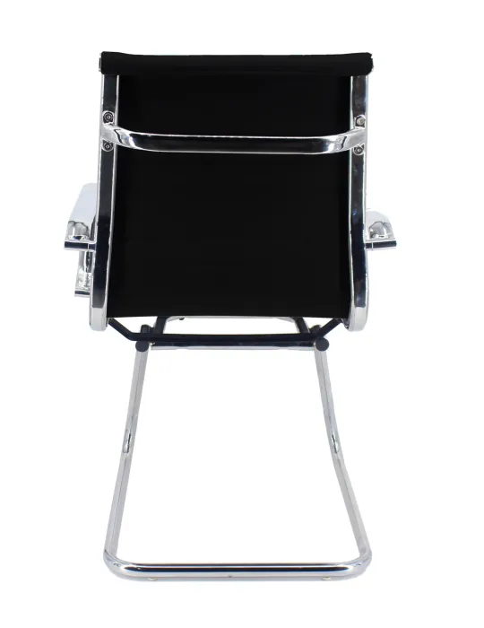 Set 2 Poltrone Attesa CAMILLE in Ecopelle Nera con Struttura Cromata, Seduta e Schienale Imbottiti, 57x59x93 cm - immagine 7