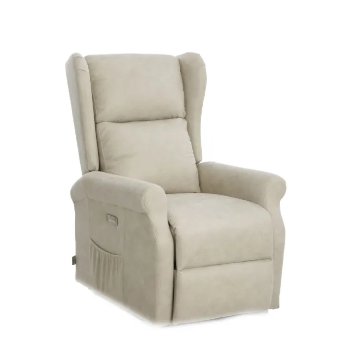 Poltrona Relax Elettrica Arlette a 2 Motori Alzapersona in Tessuto Mozart Color Corda, con Porta USB (Corda)