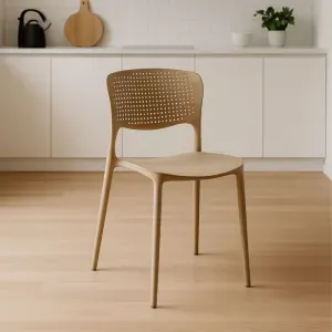 Set 4 Sedie Aria in Polipropilene Tortora, Design Moderno e Seduta Ergonomica