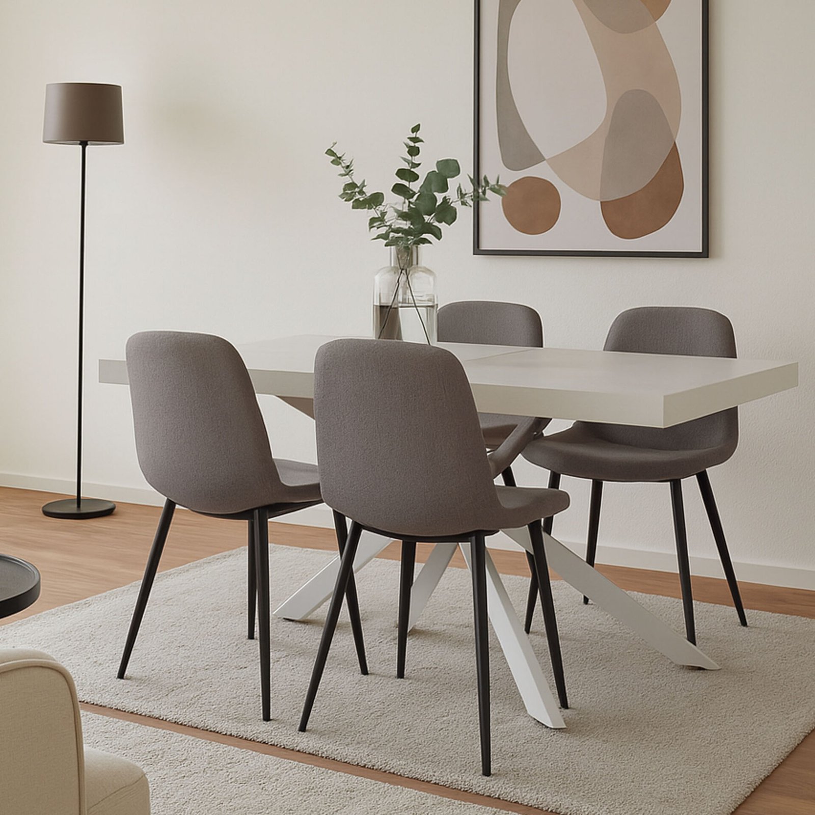 TAVOLO MASSELLO ALL. PIANO BIANCO/GAMBE BIANCHE