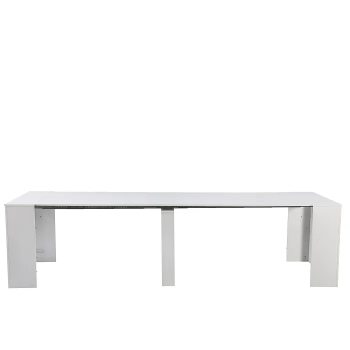 Tavolo Consolle Artic Allungabile Bianco Frassino, Estensibile da 50 a 300 cm, per 12 Persone - immagine 3