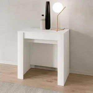 Tavolo Consolle Artic Allungabile Bianco Frassino, Estensibile da 50 a 300 cm, per 12 Persone