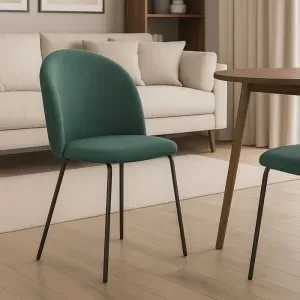 Set 4 Sedie MARZIA in Tessuto Verde Inglese con Gambe Nere, Seduta Imbottita