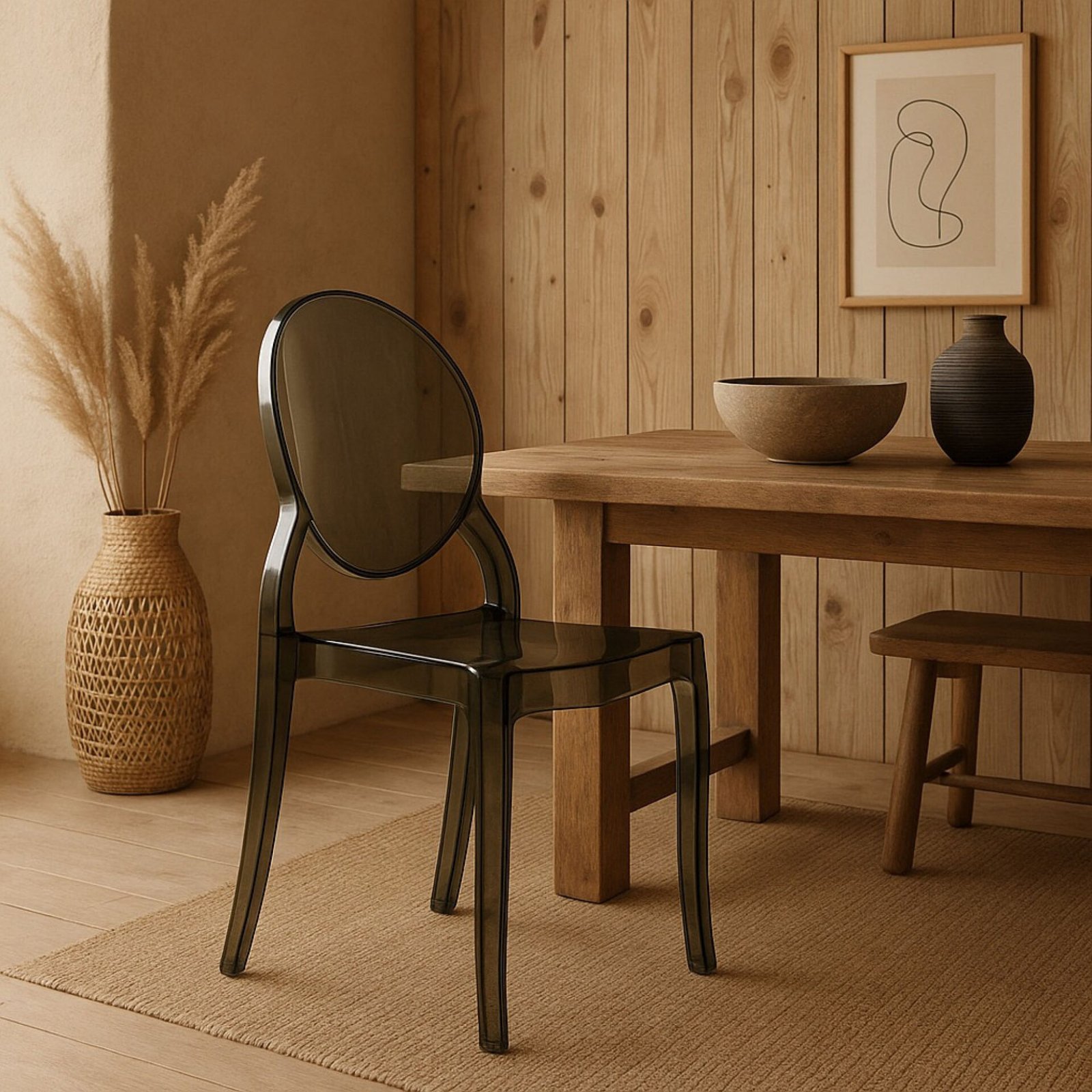 SET 4 SEDIA CRILA METACRILATO FUME'