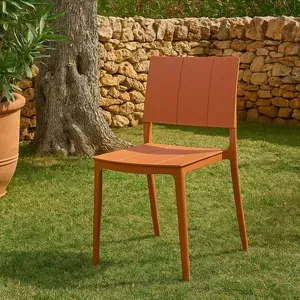 Set 4 Sedie ZANTE in Polipropilene Terracotta, con Schienale Ergonomico, 56 × 52 × 82 cm