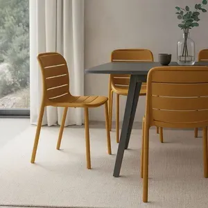 Set 4 Sedie ITACA in Polipropilene Ambra con Schienale Ergonomico, 56 × 52 × 82 cm