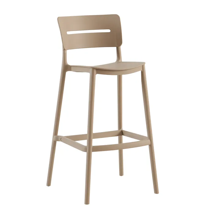 Set 2 Sgabelli Nova in Polipropilene Tortora con Schienale e Poggiapiedi, 53 × 54 × 102 cm - immagine 2
