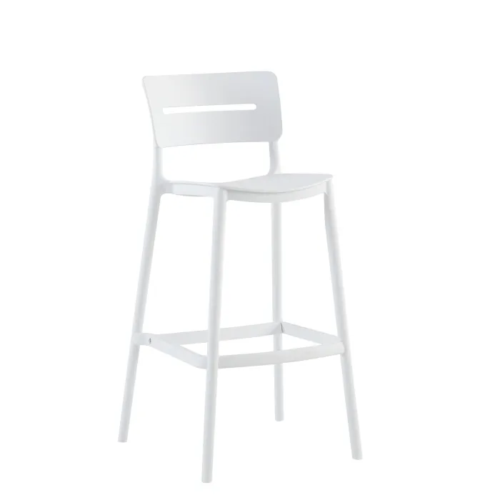 Set 2 Sgabelli NOVA in Polipropilene Bianco con Schienale Ergonomico e Poggiapiedi, 53 × 54 × 102 cm - immagine 2