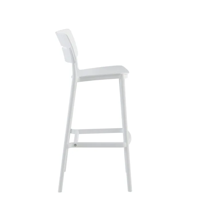 Set 2 Sgabelli NOVA in Polipropilene Bianco con Schienale Ergonomico e Poggiapiedi, 53 × 54 × 102 cm - immagine 4