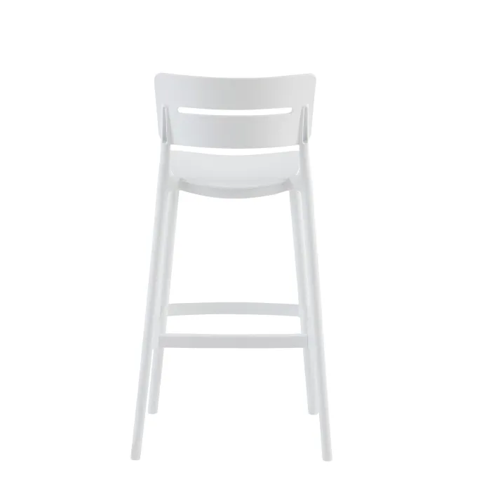 Set 2 Sgabelli NOVA in Polipropilene Bianco con Schienale Ergonomico e Poggiapiedi, 53 × 54 × 102 cm - immagine 5