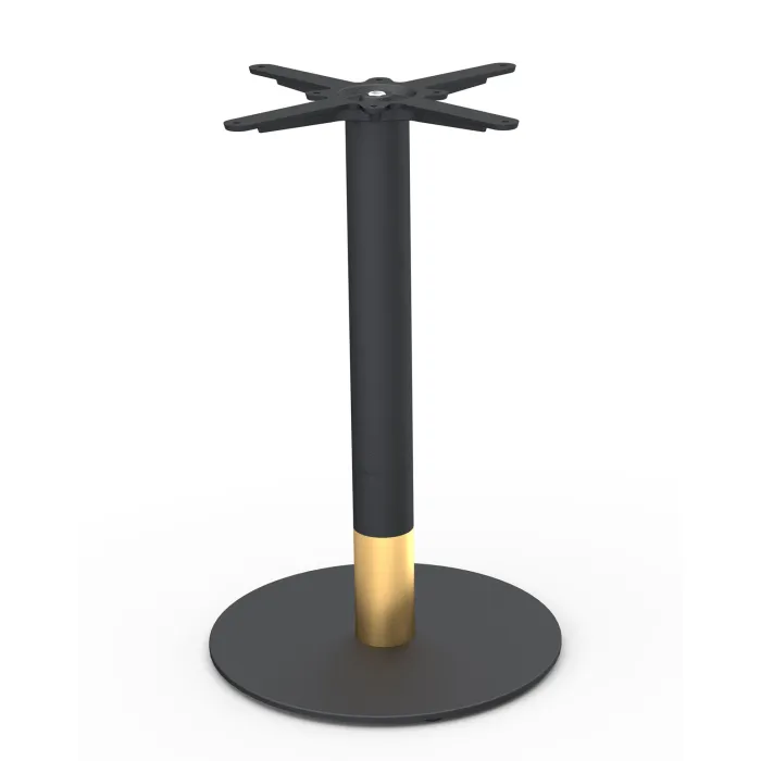 Base Tavolo Dalan in Ghisa Nera con Dettagli Oro, Struttura Robusta per Interni ed Esterni, H 72 cm